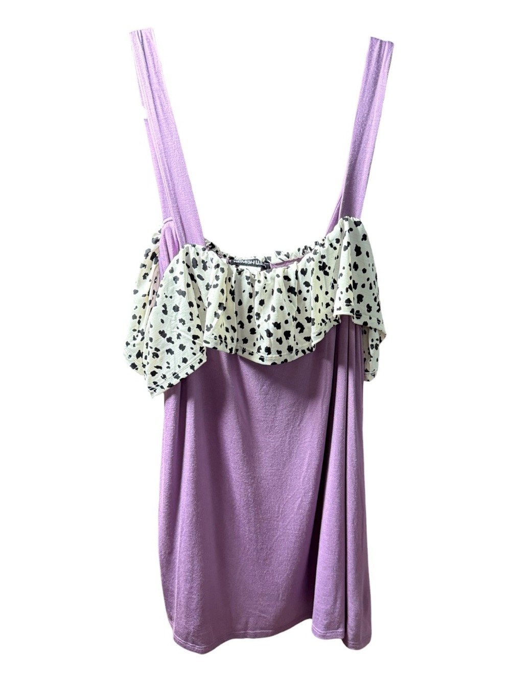 Heimish Purple Spotted Ruffle Camisole Tank Top XL NWOT